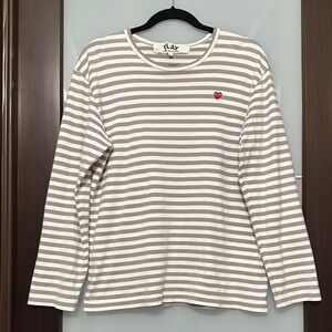 Comme des Garcons PLAY Gray and White Striped Shirt